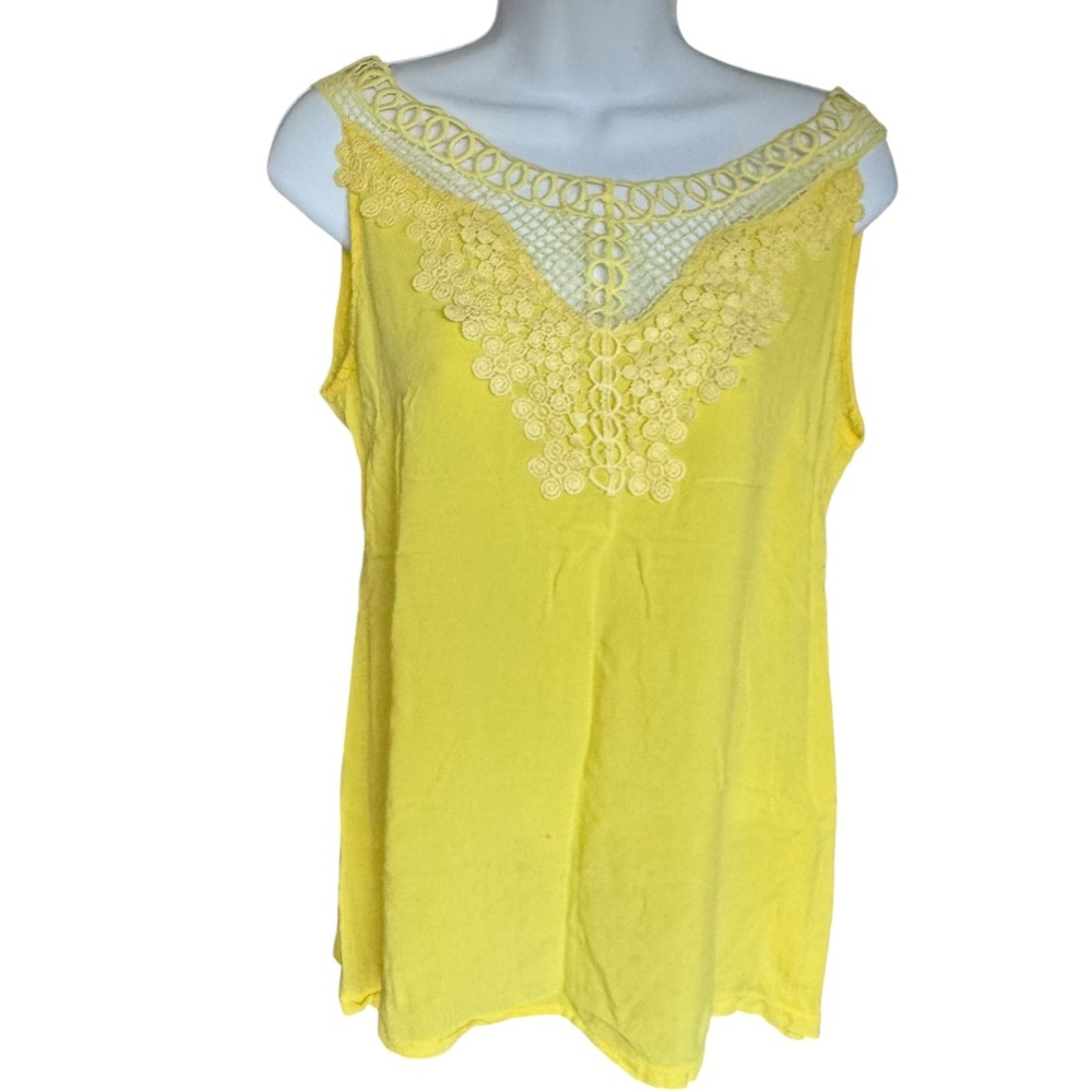Elegant Yellow Lace Detail Tank Top
